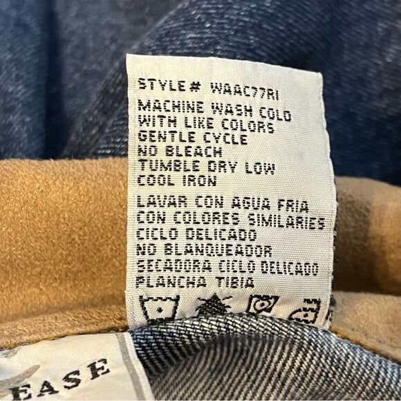 Studio‎ Ease Vintage Women Blue Denim Tan Collar Button Front Jacket Size 8 - Picture 9 of 9